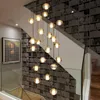 Lustres De Luxe Lustre Moderne Éclairage Grand Escalier LED Cristal Luminaires En Acier Poli Lustre Suspendu Cristal