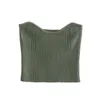 Vintage Sexy Exército Verde Tops Tops Blusa Sem Colares Primavera Mulher Mulher Slim Cintura-Wrapped Top 210430