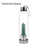 Natural Quartz Gemstone Glass Water tumbler Direct sport Drinking Cup Crystal Obelisk Healing Wand Bottle with Rope 238N