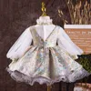 Girls Spanish Floral Ball Gown Baby Royal Lolita Princess Dresses Infant Lace Birthday Christening Dress Girl Boutique Clothes 210615