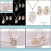 Earrings & Necklace Jewelry Sets H:Hyde Brand Luxury Fashion Clear Cz Crystal Wedding Party Opal Pea Set For Women Princess C18122701 Drop D