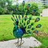 Lawn Lamps Peacock Solar Light Windmill Garden Decoration Wrought Iron Painted Wind Spinners Courtyard Decor Stake Ornament