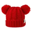 Knit Kid Crochet Beanies Hat With 2 Balls Girls meninos inverno pompom mok taps 13 cores8712913