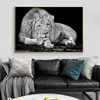 Svart Vit African Wild Lions Canvas Posters och tryck Djur Kanfastryck på väggkonst Bilder för vardagsrumsinredning