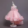 Super söta tjejer rosset fest klänning för barn trumpet vestido blomma mermard barn mode kläder formell 210529