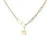 Naszyjniki Wisiorek Trendy Luck Liters Star Gold Color Kolor Ze Stali Nierdzewnej Kobiet Kobiet Punk Party Chokers Clavicle Łańcuch Biżuteria