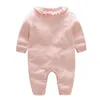 Spring Autumn born Infant Baby Girls Lovely Ruffled Collar Rompers Clothing Kids Girl Long Sleeve Clothes 210429