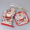 2pcs / set ugnsmattor Julbakning Anti-Hot Handskar Pad Ugn Matsal BBQ Kök Mat Nyår 2020 Xmas Party Decoration Tillbehör