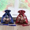 Sacs de rangement 100 pièces Vintage Style chinois soie fleur motif bijoux sac à la main Sachet Jade gland cordon cadeau