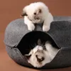 Kattbäddar Möbler Filt Tunnel Nest Donuts Huskorg Pet Cave Bed Toy Warm Puppy Kattunge Sovande Mat Kuddar Husdjur Tillbehör