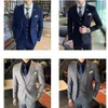 Slim Fit Uomo 3 pezzi Abito da sposa Abiti Set Uomo Business Casual Blazer Blazer da sposa Giacca Pantaloni Gilet Groomsman Wear Tuxedo X0909