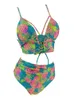 Tropical Floral Women Bikini Bikini Женские купальники купальники отжимайте бикини, установленные по талии, костюмы для купания женского костюма