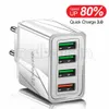 Fast Quick Chargers 4 Usb Ports QC3.0 18W Eu US AC Home Travel Wall charger Power Adapter Plug For iphone 13 14 15 Samsung S8 S10 Note 10 Htc F1