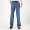 Size 30-45 Men Business Jeans Classic Male Stretch Plus Baggy Straight Denim Pants Cotton Blue Work 211111