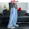Lappster Men Solid Baggy Y2K 청바지 바지 2022 Mens Harajuku Wide Leg 캐주얼 데님 바지 Man Japanese Streetwear Jogger 0309