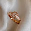 Rose vergoldet CZ Micro Pave Edelstahl Schmetterlingsliebe Ring Für Frauen Geschenk