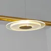 Modern Golden LED Pendant Lamp Geometric Lines vardagsrum