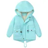 Kids Winter Fleece Outdoor Jackets for Boys Hooded Warm Kids Outerwear Windbreaker Casual Baby Coats Clothing 211204