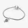 Autentiska 925 Silver Pärlor Armband Mousserande Blå Skalad Fisk Dangle Charm Slide Bead Charms Passar European Pandora Style Smycken Armband Murano