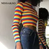 Missakso Kobiety jesienne zimowe kolorowe swetry Slim Sweet Mash