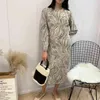 Fashion Paisley Printing Midi Dress Spring Long Sleeve Dresses for Women Korean Clothes 210421