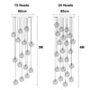 크리 에이 티브 유리 샹들리에 가벼운 알루미늄 와이어 북유럽 펜던트 조명 현대 15 / 18 / 24 / 30 / 36 / 링 긴 교수형 라인 조절 가능 전구 포함