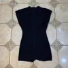 Роскошные женские с короткими рукавами сексуальная полая бисером черный повязка комбинезон знаменитости моды вечеринка 210527