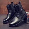 Cuir fendu de vache militaire hommes bottes fermeture éclair formel haut moto sécurité hommes bottes hiver/printemps qualité chaussures