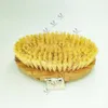 MOQ 50 PCS OEM Custom LOGO Shower Brush Natural Stiff Sisal Bristle بيضاوي مقبض من خشب البامبو فرش الجسم الرطب والجاف الرجال والنساء العرض للأمازون