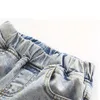 Primavera e verão outono cereja jeans bordados para crianças meninas menina crianças roupas 210528