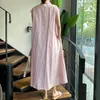 Elbiseler Yaz Yaka Kolsuz Çizgili Gömlek Elbise Kadın Tek Göğüslü Moda Lace Up Bel Orta Rahat Vahşi Vestidos Mujer 210610