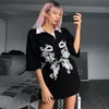 Goth Dark Dragon Print Vintage Gothic Female T-shrits Spring 2021 Egirl Grunge Punk Emo Y2K Aesthetic Harajuku Tshirt Women Chic Y0508