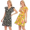 Sexy Boho Women Summer Dress Knee Length Floral Print Sleeveless Sundress Tunic Beach Party Sun Midi Female 210421