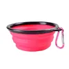 Resor Comapsible Dog Cat Feeding Bowls Two Style Pet Water Dish Feeder Silicone Foldbar Bowl med Carabiner Hook 18 Styles att välja