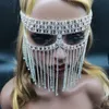 El yapımı Rhinestone Püskül Zincir Masquerade Maske Takı Kadınlar Için Lüks Kristal Kafa Dekor Kapak Yüz Aksesuarları