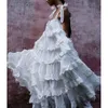 Summer Boho Women Maxi Cake Spaghetti Strap White Lace Crochet Long Tunic Beach Dress 210415