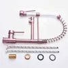 ShbShaimy Chrome / Rose Gold Spring Keukenkranen Zwart Trek Keukengootsteen Kraan Dual Swivel Tap Tap Cold Water Mixer 2111108