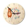Relojes de pared M.Sparkling Reloj de madera de 11 pulgadas Gran redondo Tilo Creativo Lindo Dormitorio de dibujos animados Silencioso