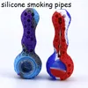 FDA Silikon Rökrör Vattenpipor med glasskål Herbal Silicon Tobacco Herb Pipes Oil Dab Rigs Hand Spoon SmokePipe