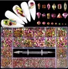 14 färger 21 gridglas rhinestone diamant klistermärken för naglar konst dekorationer mode diy nagel rhinestones manicure tillbehör med borr penna