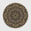 Retro svart och guldblommor rund mattan lotus stol golvmatta mjuk s för vardagsrum Anti-slip Rug sovrum inredning 220301