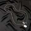 Stainless Steel Punk Chain Pendant Necklace For Women Hip Gothic Letter B Metal Double Couple Neck Fashion Jewelry Chokers2398