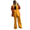 Fashion Designed Women 2 Pieces Suits Pocket Patchwork Loose Blazer & Wide Leg Pants Casual Daily Wear Jacket Women's Two Piece