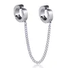 Korean Black Punk Fake Earring Male Titanium Steel Ear Clip Earring Stud Non-piercing Earcuff Chains Personality Jewelry