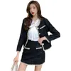 Dames Plaid Tweed Rokken Pak Herfst Lange Mouw Single-Breasted Office Jacket Rok 2 Stuks Sets Suits 210603