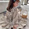 Fall Flower Girls Dresses Korean Fashion Long Sleeve Princess Dress Söta små barn Vestidos Spring Costume 210329