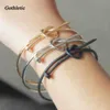 Gothletic Fashion Gold / Rhodium / Black Plated Unisex Knoopt Koper Nagelvormige Armbanden Armbanden voor Dames Heren Punk Sieraden Q0719