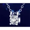 1ct-3ct Moissanite Pendant D Color Brilliant Round Cut S925 Sterling Silver Necklace for Women Classic Chain