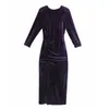 Purple Sequin Party Dress Women Fashion Glitter Backless Sexy Midi es Woman Hem Vent Elegant Christmas 210519