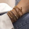 Luxueux or et argent métal lien main Bracelet multi chaînes bijoux de corps Sexy fille femmes Bracelets en gros par ensemble
